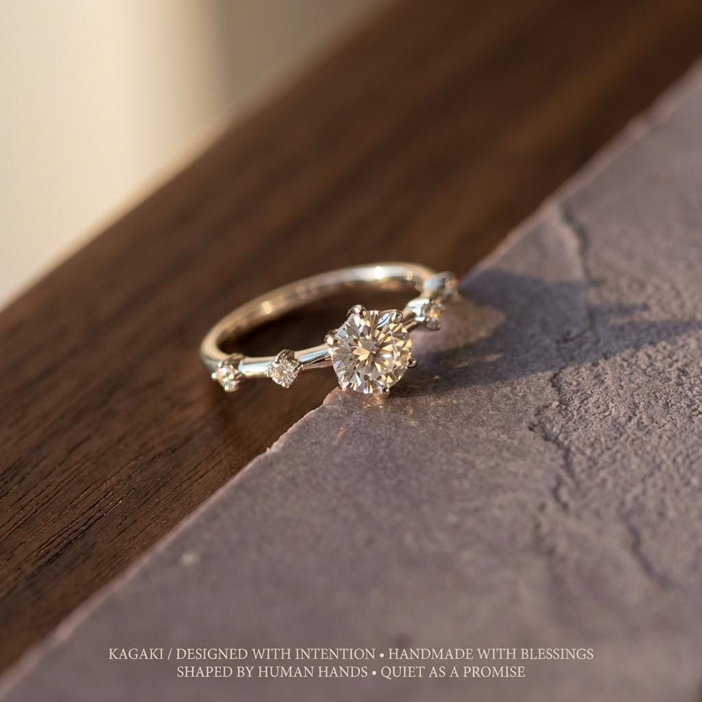KAGAKI lab grown diamond promise ring in rhodium silver with lab-grown diamond, main, for daily wear and gifting