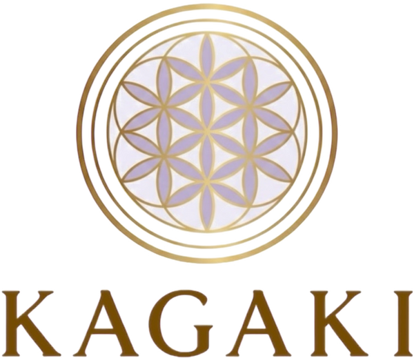 KAGAKI brand mark — Flower of Life mandala in gold and lavender
