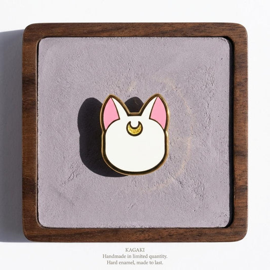 KAGAKI moon cat spiritual enamel pin in soft moonlight tones, main, for daily wear and gifting