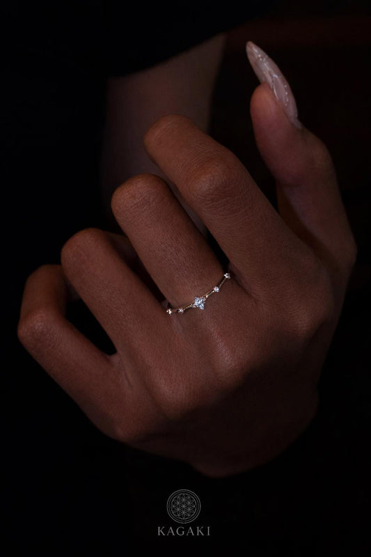 KAGAKI sterling silver clover diamond ring in sterling silver with diamond, main, for daily wear and gifting