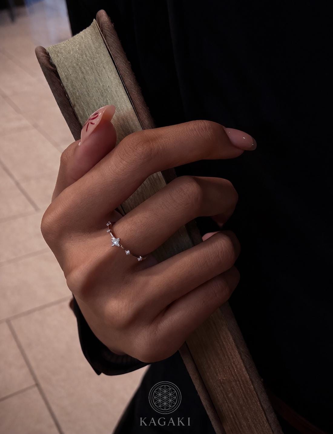 KAGAKI sterling silver clover diamond ring in sterling silver with diamond, stone detail, for daily wear and gifting