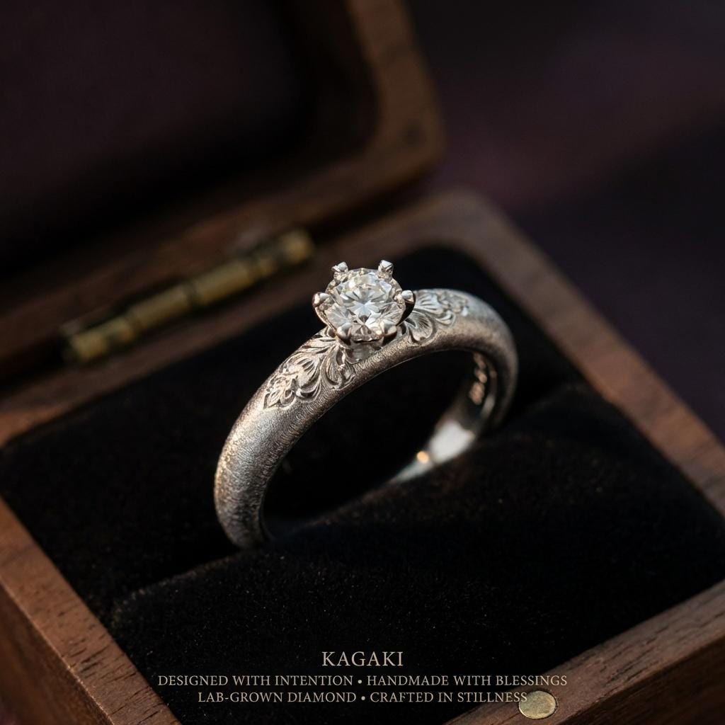 KAGAKI sterling silver floral diamond ring in sterling silver with lab-grown diamond, alternate angle, for daily wear and gifting