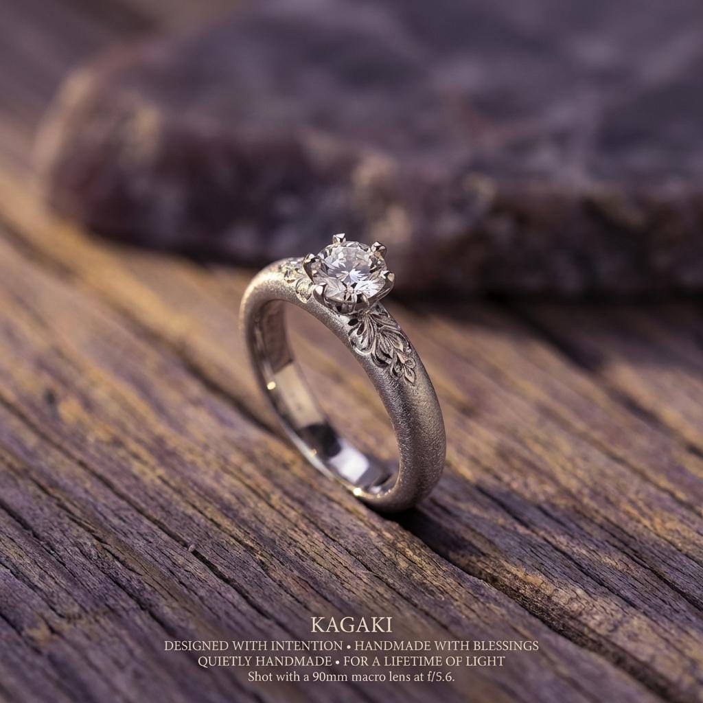 KAGAKI sterling silver floral diamond ring in sterling silver with lab-grown diamond, gift packaging, for daily wear and gifting