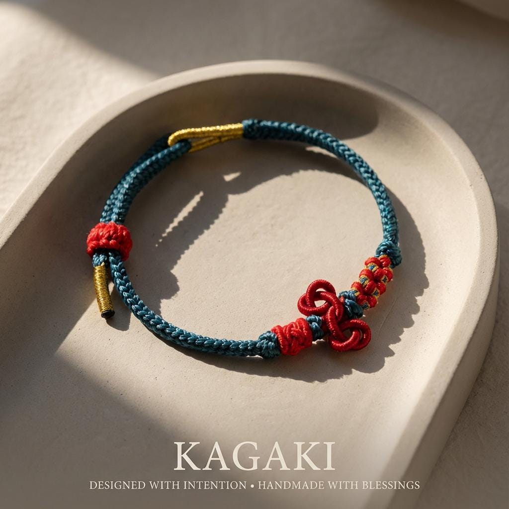 KAGAKI tibetan buddhist knot cord bracelet in multicolor, main, for meditation and daily intention
