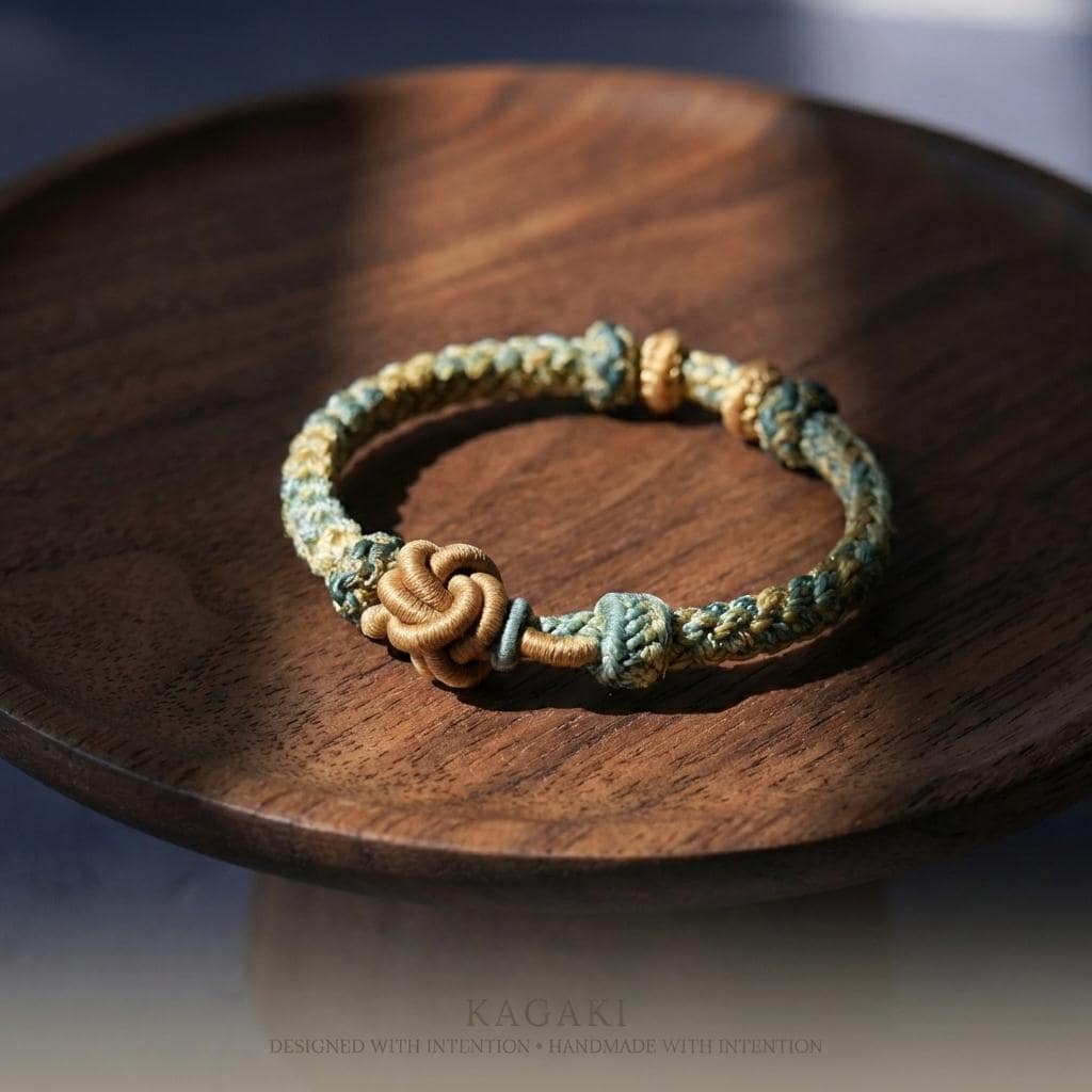 KAGAKI tibetan colorful knot bracelet (variants) in multicolor, scale on hand, for meditation and daily intention