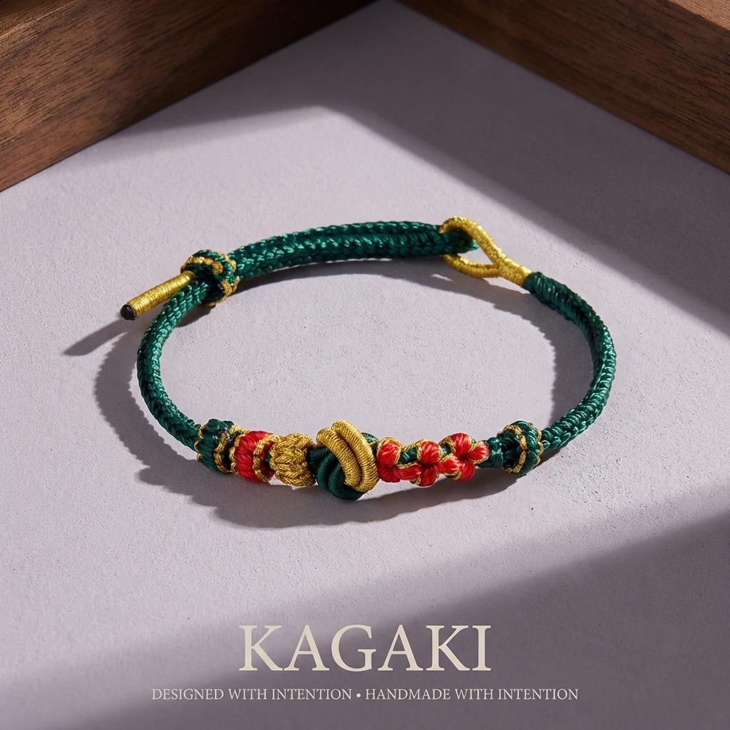 KAGAKI tibetan colorful knot cord bracelet in multicolor, gift packaging, for meditation and daily intention