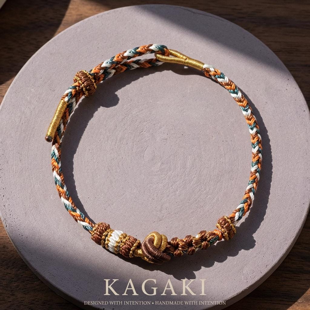 KAGAKI tibetan colorful knot cord bracelet in multicolor, variation showcase, for meditation and daily intention