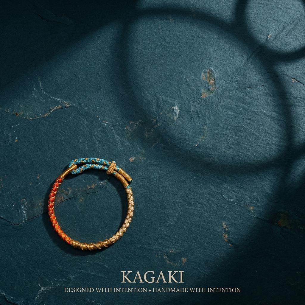 KAGAKI tibetan cord couple bracelet in multicolor, gift packaging, for meditation and daily intention