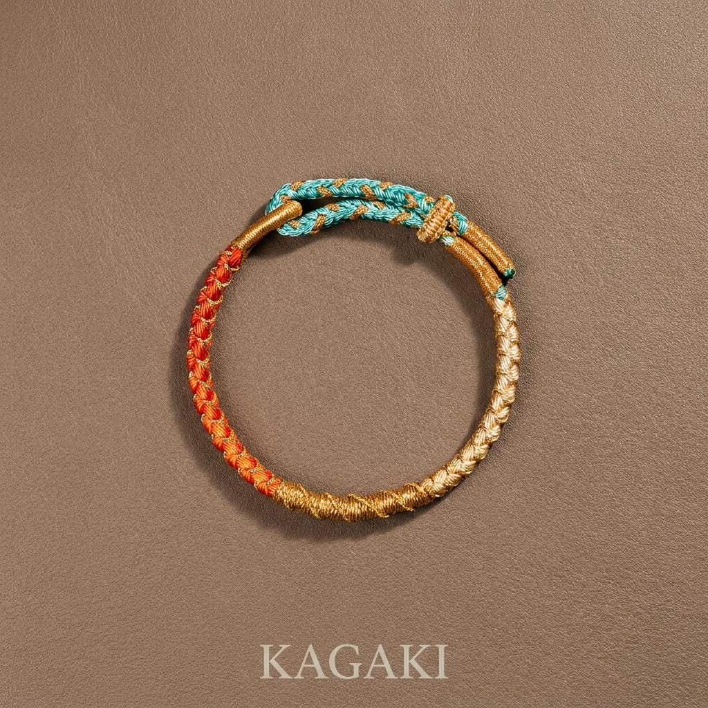 KAGAKI tibetan cord couple bracelet in multicolor, knot detail, for meditation and daily intention