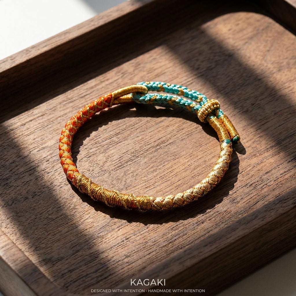 KAGAKI tibetan cord couple bracelet in multicolor, main, for meditation and daily intention