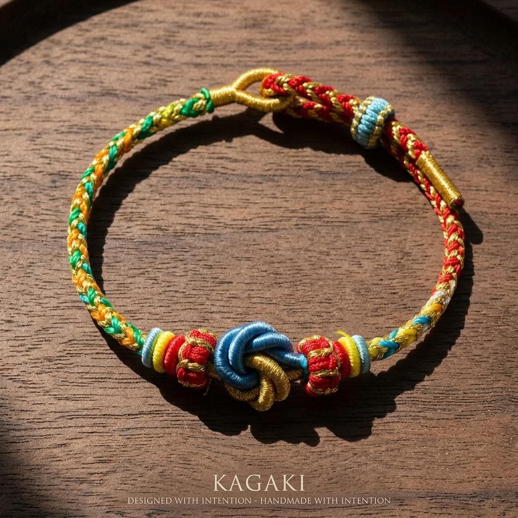 KAGAKI tibetan cord friendship bracelet in multicolor, main, for meditation and daily intention