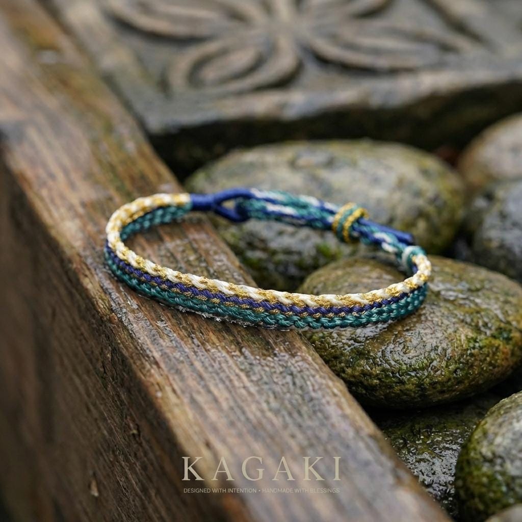 KAGAKI Tibetan couple cord bracelet in multicolor handwoven cotton cord, handmade gift packaging presentation, for matching-pair devotion and protection