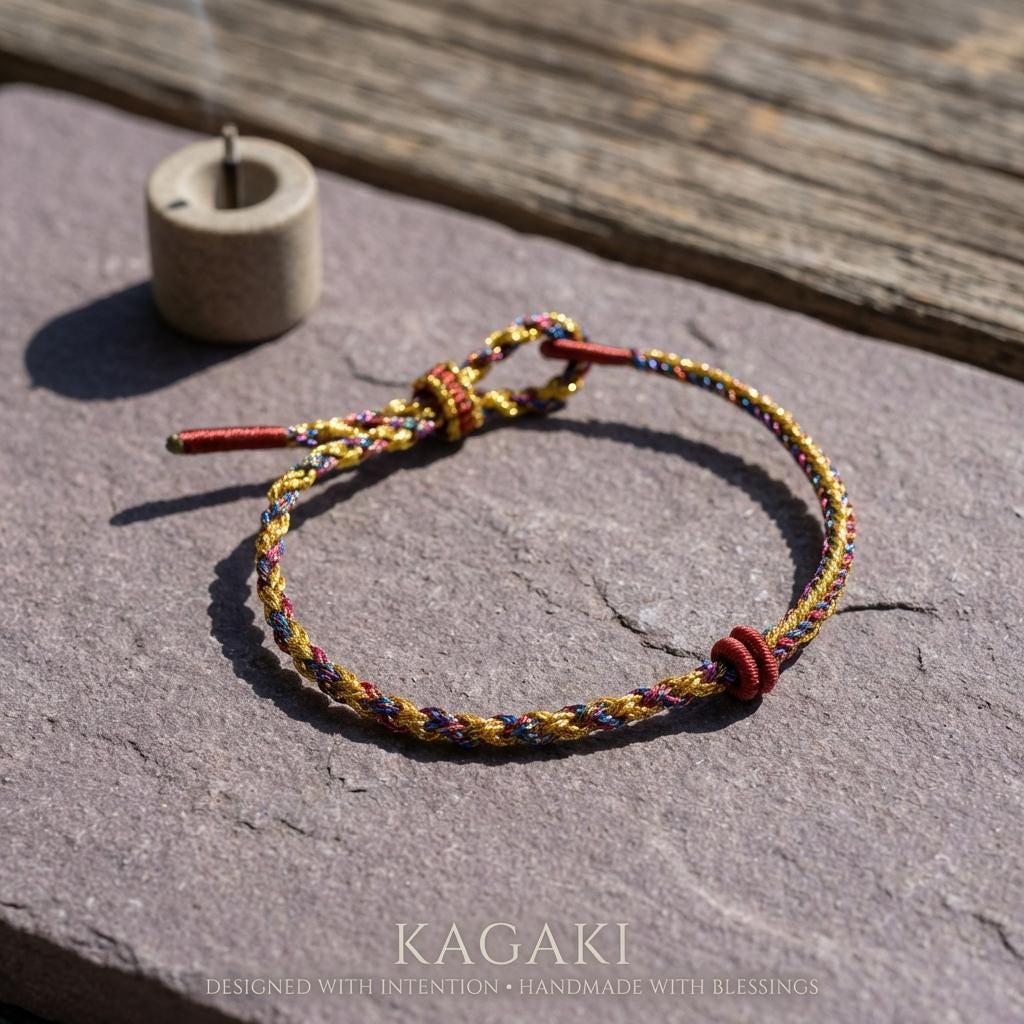 KAGAKI tibetan diy charm cord bracelet in multicolor, gift packaging, for meditation and daily intention