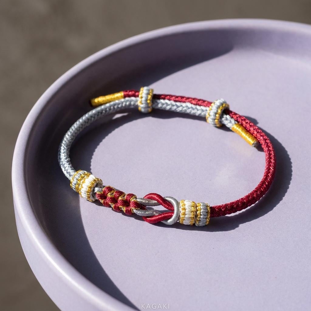 KAGAKI tibetan double knot cord bracelet in multicolor, gift packaging, for meditation and daily intention
