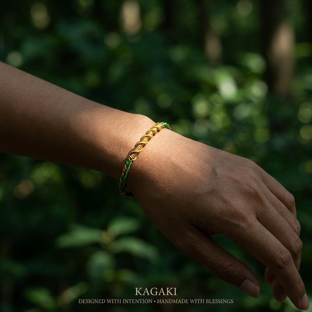 KAGAKI handwoven cotton cord bracelet showing close-up braid weave texture for a protection bracelet