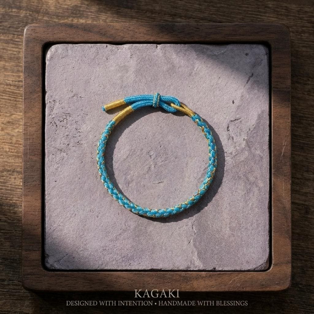 KAGAKI tibetan guardian knot cord bracelet in multicolor cotton, alternate angle, for meditation and daily intention