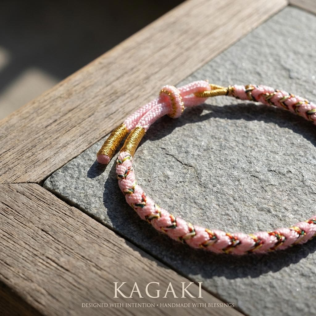 KAGAKI tibetan guardian knot cord bracelet in multicolor cotton, on wrist, for meditation and daily intention