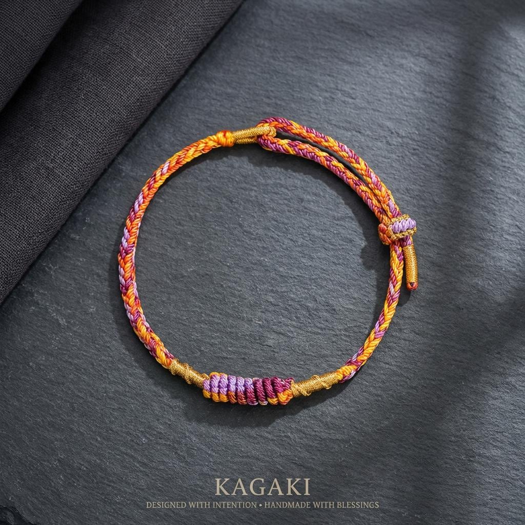 KAGAKI tibetan meditation cord bracelet in multicolor cotton, gift packaging, for meditation and daily intention