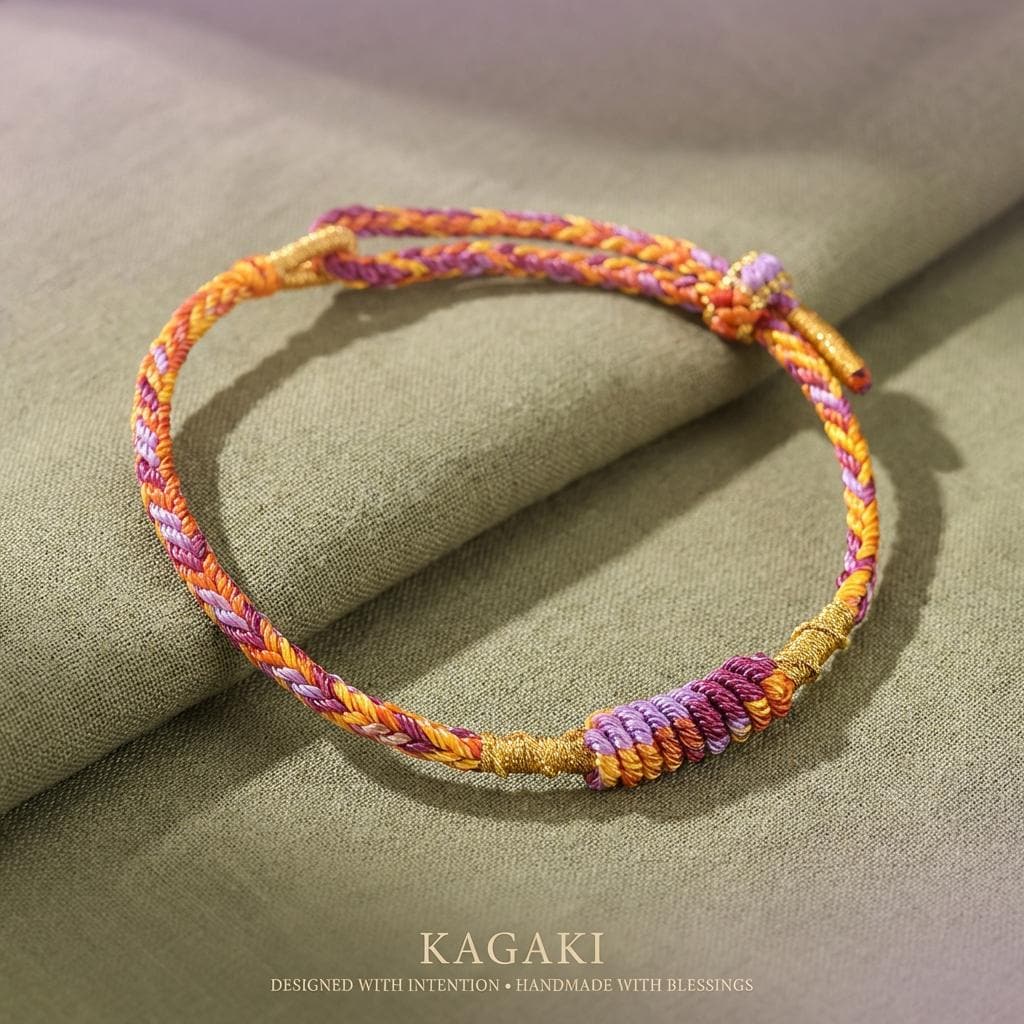 KAGAKI tibetan meditation cord bracelet in multicolor cotton, variation showcase, for meditation and daily intention