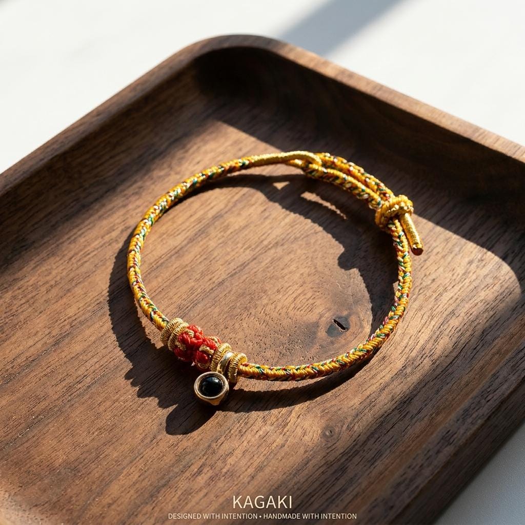 KAGAKI tibetan protection cord bracelet (charm) in multicolor, gift packaging, for meditation and daily intention