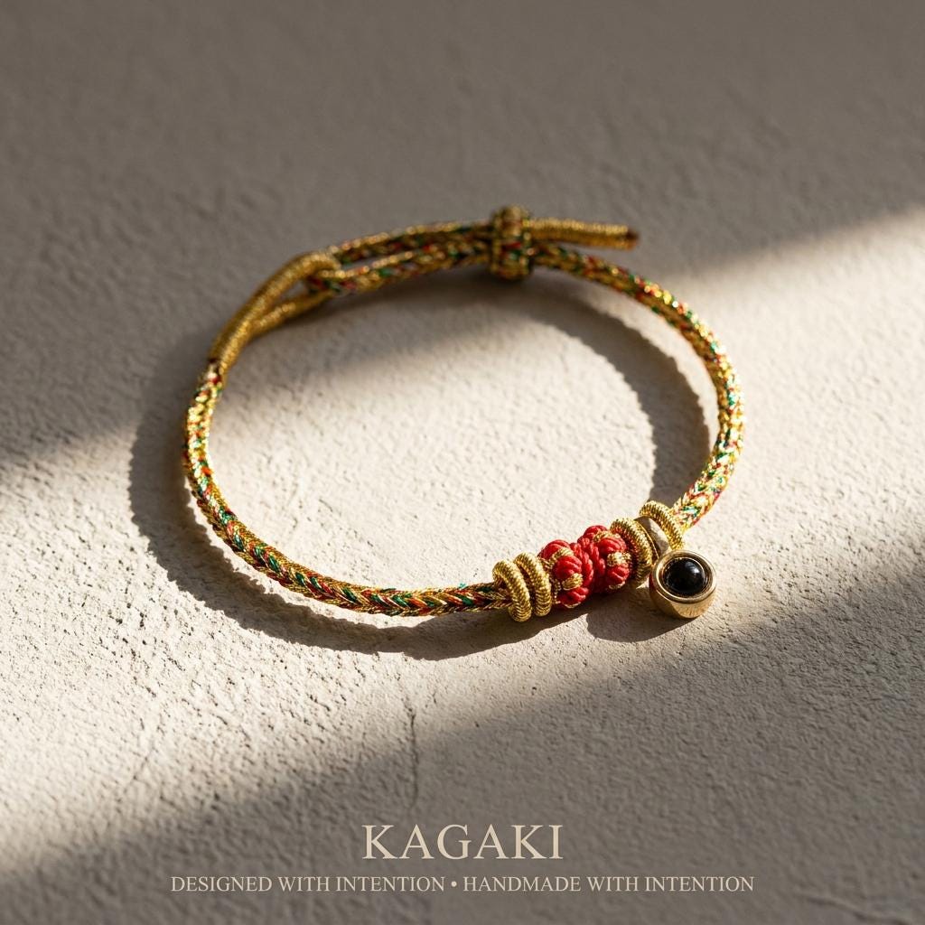 KAGAKI tibetan protection cord bracelet (charm) in multicolor, variation showcase, for meditation and daily intention