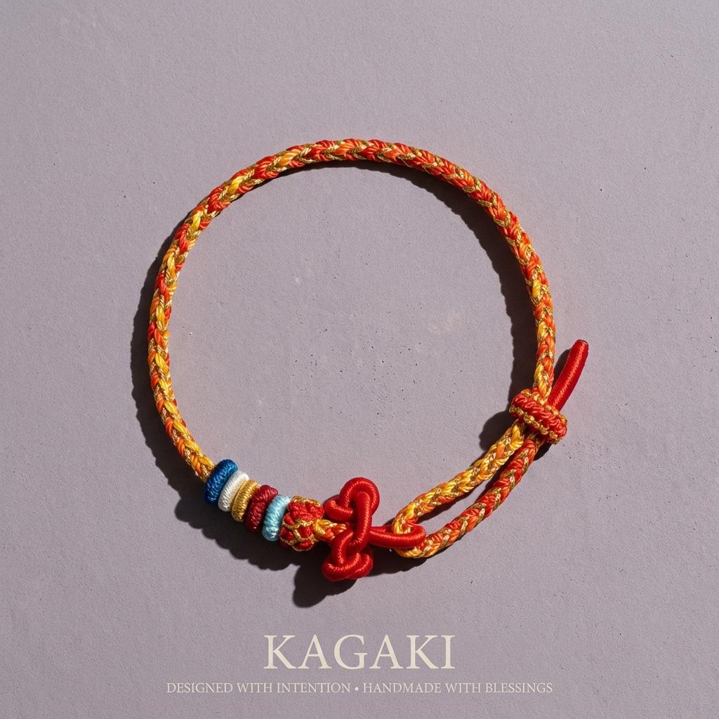KAGAKI Tibetan red string bracelet in warm red handwoven cord for grounding and daily intention