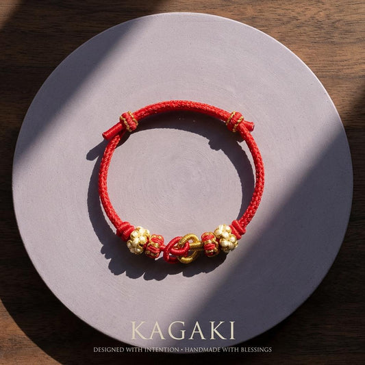 KAGAKI tibetan red string friendship bracelet in warm red, main, for meditation and daily intention