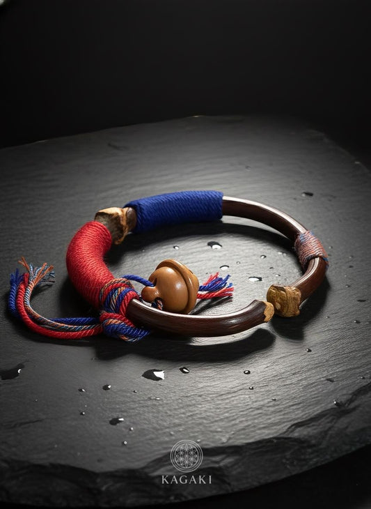 KAGAKI tibetan wood fiber cord bracelet in natural wood tones, main, for meditation and daily intention