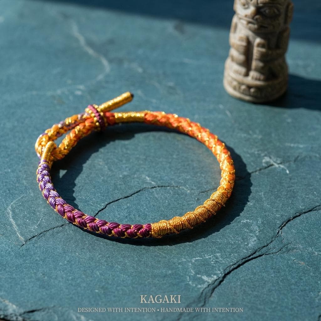 KAGAKI tibetan yoga cord bracelet in multicolor, gift packaging, for meditation and daily intention