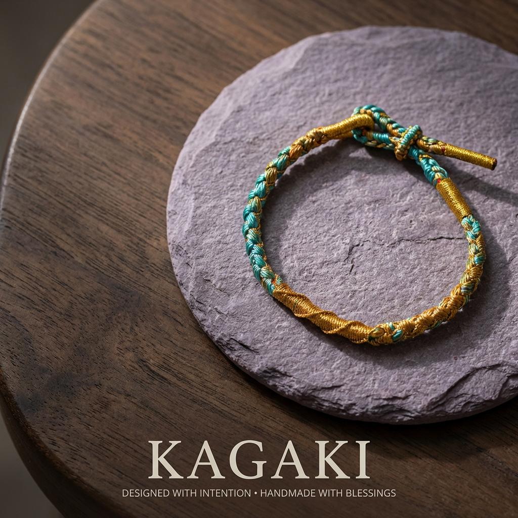 KAGAKI tibetan yoga cord bracelet in multicolor, variation showcase, for meditation and daily intention