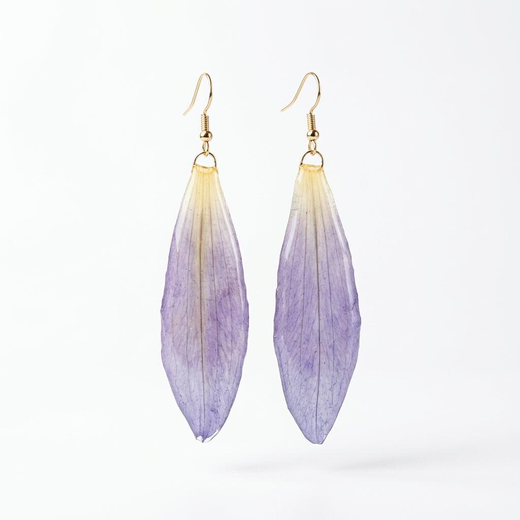 KAGAKI water lily resin floral earrings in purple floral with resin, alternate angle, for daily wear and gifting